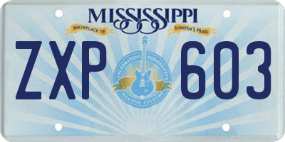 MS license plate ZXP603