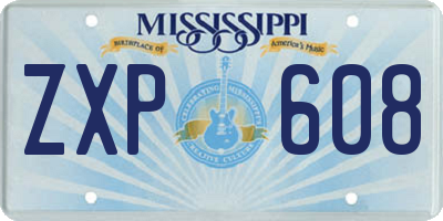 MS license plate ZXP608