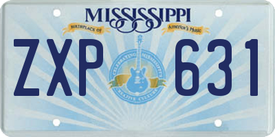 MS license plate ZXP631