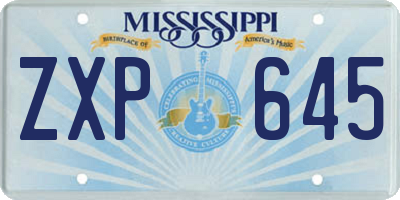 MS license plate ZXP645