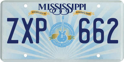 MS license plate ZXP662