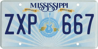 MS license plate ZXP667