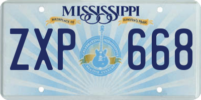 MS license plate ZXP668