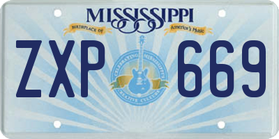 MS license plate ZXP669