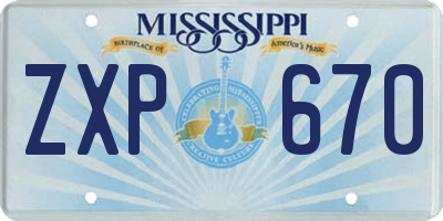 MS license plate ZXP670