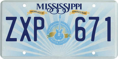 MS license plate ZXP671