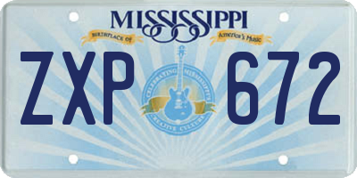 MS license plate ZXP672