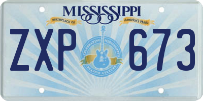 MS license plate ZXP673