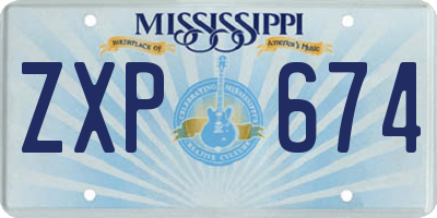MS license plate ZXP674