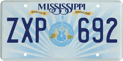 MS license plate ZXP692