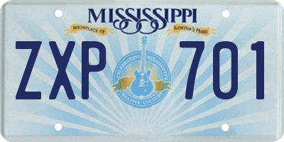 MS license plate ZXP701