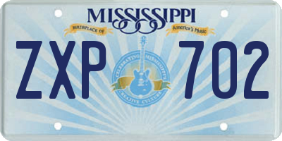 MS license plate ZXP702