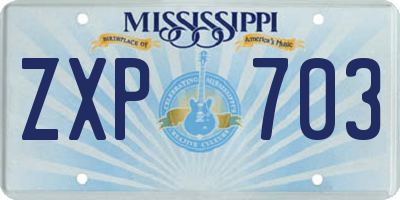 MS license plate ZXP703