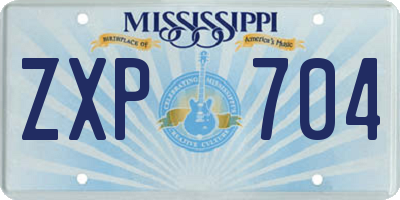 MS license plate ZXP704