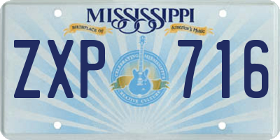 MS license plate ZXP716