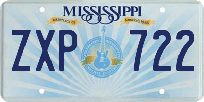MS license plate ZXP722