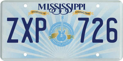 MS license plate ZXP726