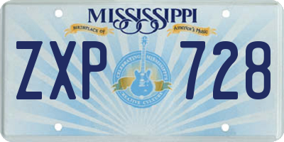 MS license plate ZXP728