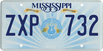 MS license plate ZXP732