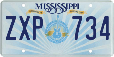 MS license plate ZXP734