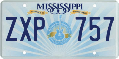 MS license plate ZXP757