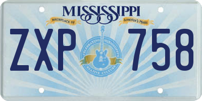 MS license plate ZXP758