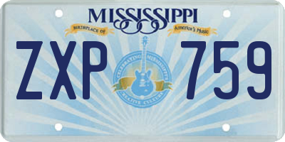 MS license plate ZXP759