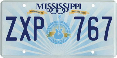 MS license plate ZXP767