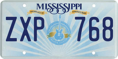 MS license plate ZXP768