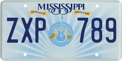 MS license plate ZXP789