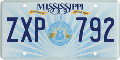 MS license plate ZXP792
