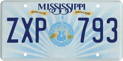 MS license plate ZXP793