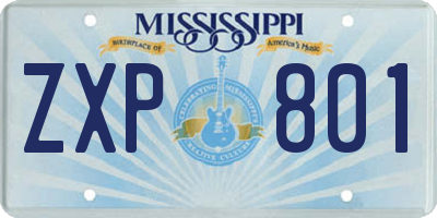 MS license plate ZXP801