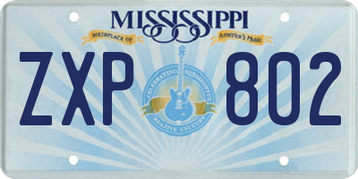 MS license plate ZXP802