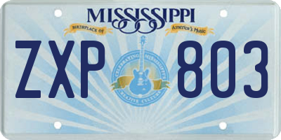 MS license plate ZXP803