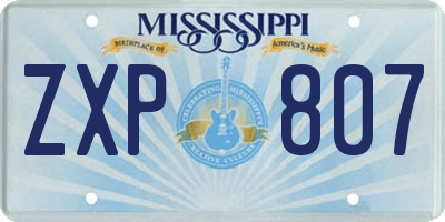 MS license plate ZXP807