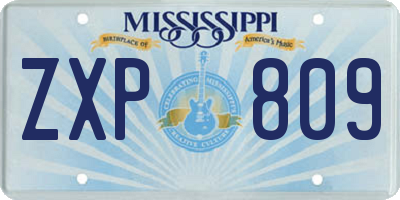 MS license plate ZXP809