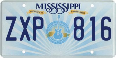 MS license plate ZXP816