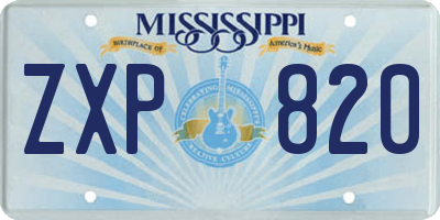 MS license plate ZXP820