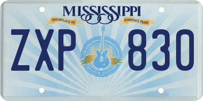 MS license plate ZXP830