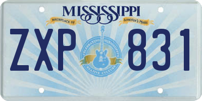 MS license plate ZXP831