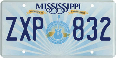 MS license plate ZXP832