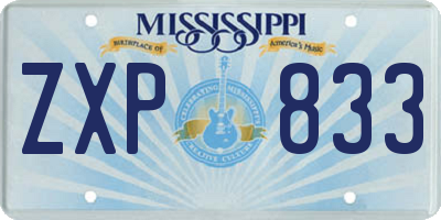 MS license plate ZXP833