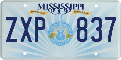 MS license plate ZXP837