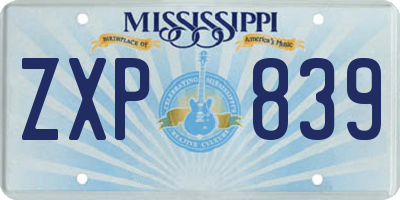 MS license plate ZXP839