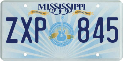 MS license plate ZXP845