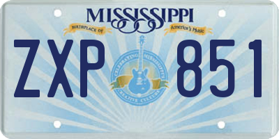 MS license plate ZXP851