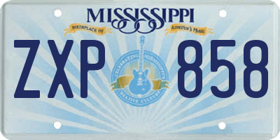 MS license plate ZXP858