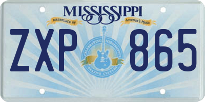 MS license plate ZXP865