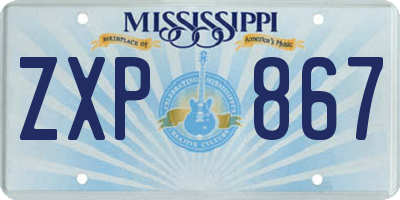 MS license plate ZXP867